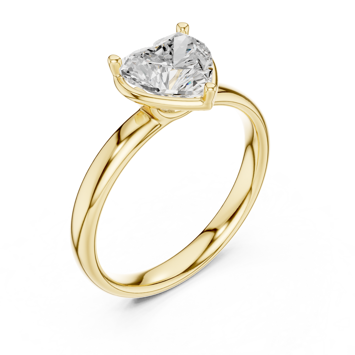 
Direct cross-section view emphasizing the consistent 2.71mm band width transitioning cleanly into an open 3-prong heart collet. Highlights precise prong alignment and open side architecture ensuring maximum optical brilliance. Meticulously finished in colorless lab grown diamond or moissanite across 10k/14k solid gold, 925 silver, and platinum.


