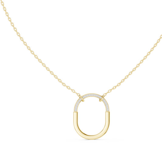 Front view of a brilliant 1.00Ct round lab grown diamond pendant set in 14k gold, showcasing delicate pave accents and a timeless solitaire silhouette. Customizable in 10k/14k gold, 925 silver, or platinum with moissanite or lab grown diamond options.