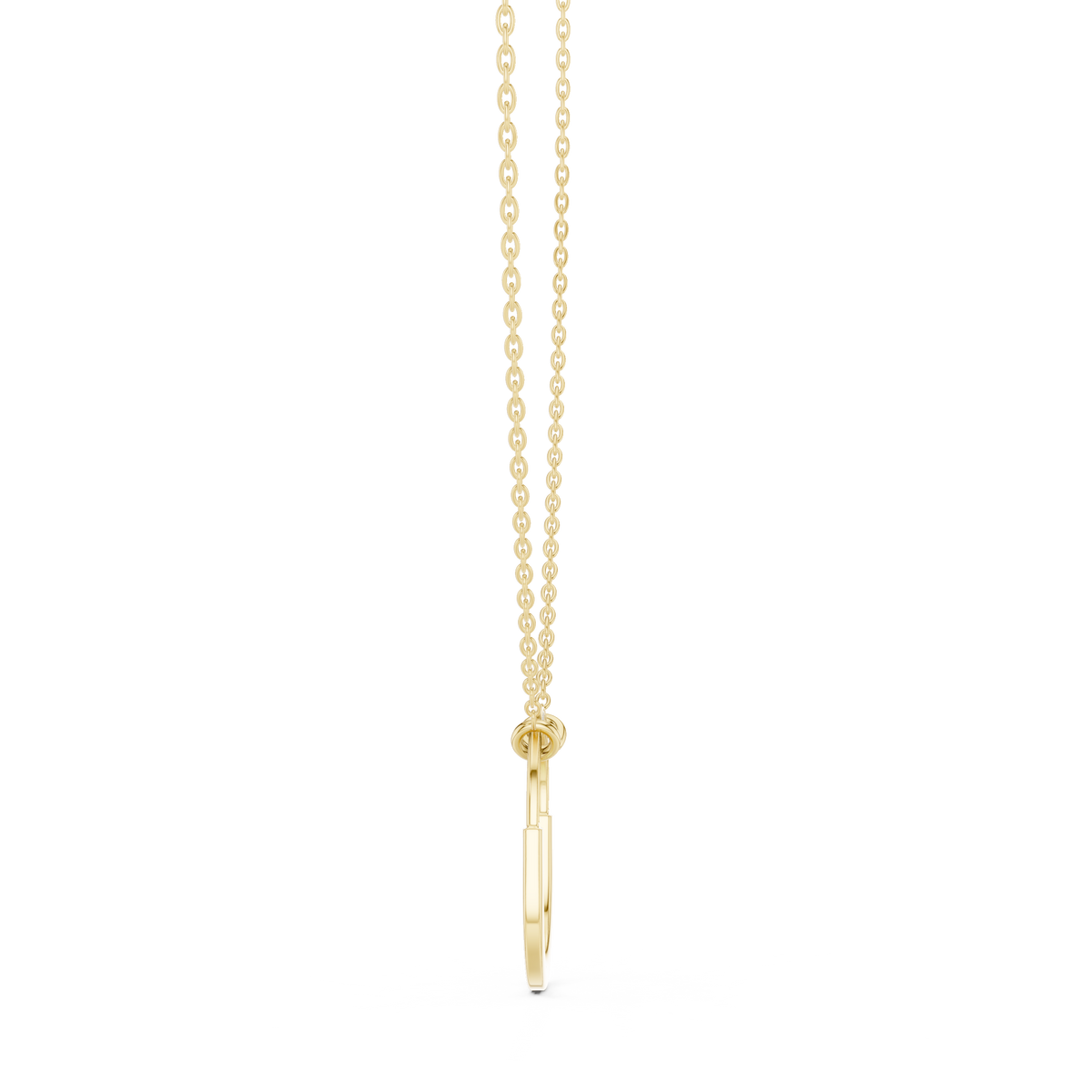 Side profile highlighting the refined bail height, delicate pave detailing, and durable 10k solid gold structure for everyday luxury. Choose from metal variations including 10k/14k gold, 925 silver, or platinum with 1ct to 2ct moissanite or lab grown diamond choices.