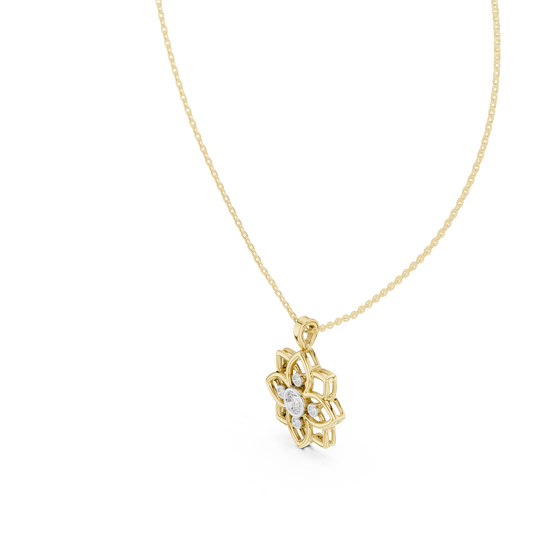 Side profile highlighting the 4.25mm height, botanical cluster detailing, and durable 10k solid gold construction for a smooth, secure everyday fit. Choose from custom metal variations including 10k/14k gold, 925 silver, or platinum with 1ct to 2ct stone sizes.