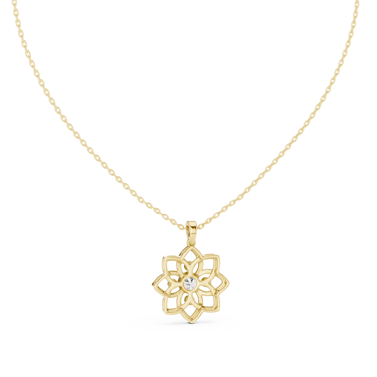 Top close-up emphasizing flawless symmetry, precision facets, D color, VVS clarity, and a premium platinum finish on a floral cluster layout. Available in custom 10k/14k gold, 925 silver, or platinum with 1ct to 2ct moissanite or lab grown diamond choices.