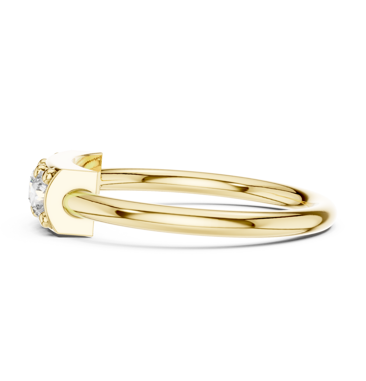 Top-down close-up displaying precise facet symmetry, 3.00mm round stone details, shared-prong setting style, and polished platinum mirror finish. Stunning bridal jewelry. Customize in 10k/14k gold, 925 silver, platinum, moissanite, and lab grown diamond.