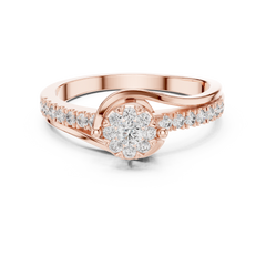 Split Shank Floral Cluster Diamond Ring in Rose Gold