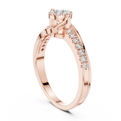 Split Shank Floral Cluster Diamond Ring in Rose Gold