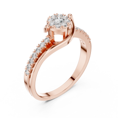 Split Shank Floral Cluster Diamond Ring in Rose Gold