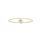 Pear cut moissanite chain bracelet in 14k solid gold showcasing 0.75ct teardrop stone in smooth bezel cup mount with side loops. Clean layout delivers radiant bridal jewelry sparkle for an anniversary gift. Available custom in 10k/14k gold, 925 silver, platinum, stone sizes 1ct to 10ct tcw, and stone variation moissanite or lab grown diamond.