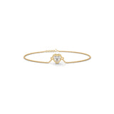 Heart cut moissanite chain bracelet in 14k solid gold showcasing 0.75ct heart stone in smooth bezel cup mount with side loops. Clean layout delivers radiant bridal jewelry sparkle for an anniversary gift. Available custom in 10k/14k gold, 925 silver, platinum, stone sizes 1ct to 10ct tcw, and stone variation moissanite or lab grown diamond.