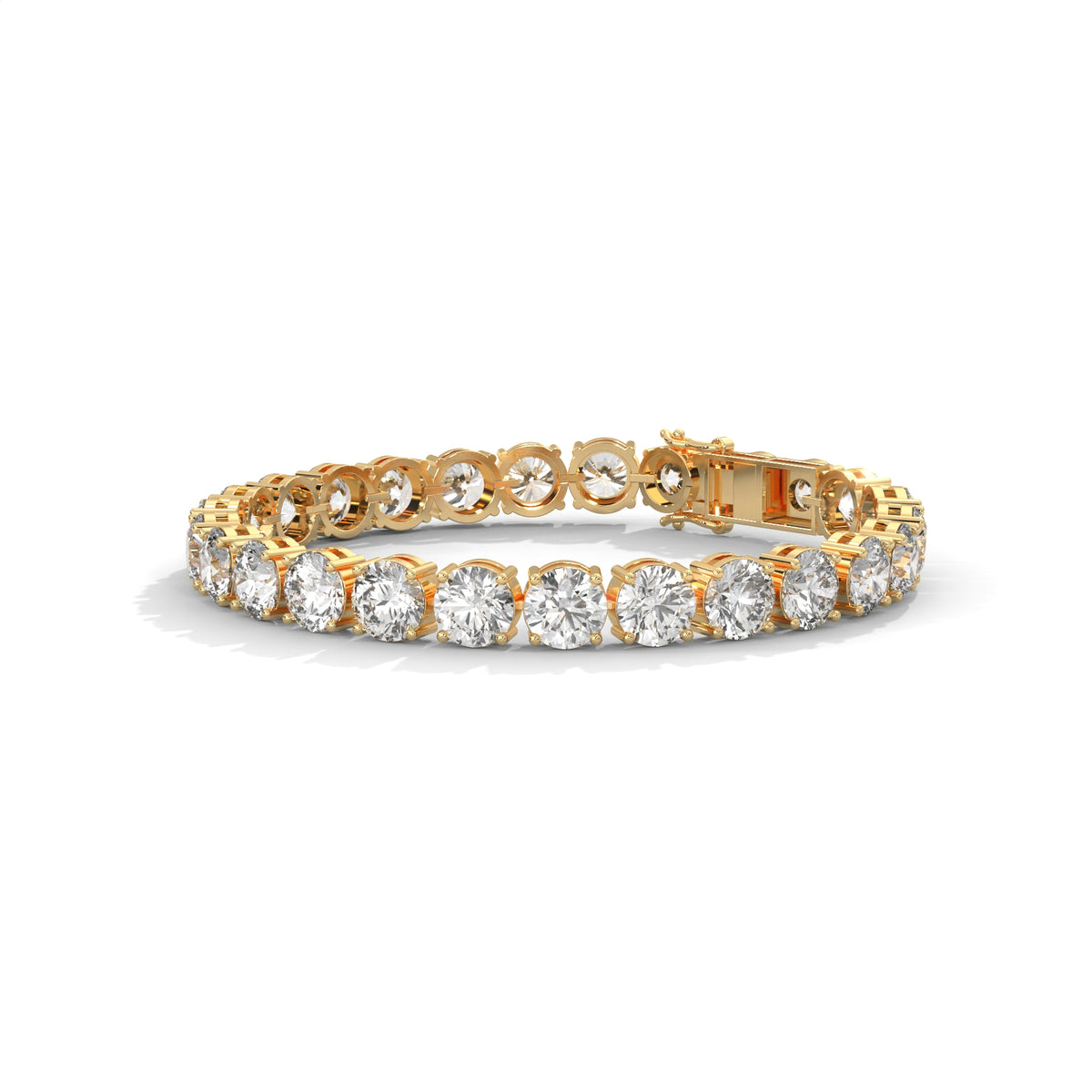 Angled light performance shot showcasing D-F color, VVS1 clarity 6.5mm stones in 925 sterling silver with maximum fire and scintillation. Perfect affordable luxury anniversary gift. Available custom in 10k/14k gold, 925 silver, platinum, stone sizes 1ct to 10ct tcw, and stone variation moissanite or lab grown diamond.