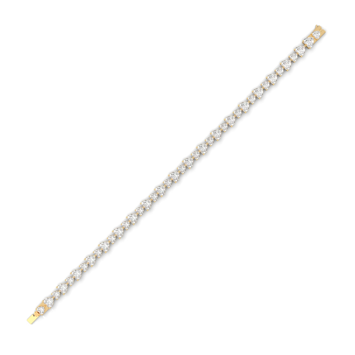 Side profile highlighting 4.80mm basket height, articulated hinges, and solid link thickness in 10k solid gold. Low profile setting ensures comfort for wedding bracelet stacking. Available custom in 10k/14k gold, 925 silver, platinum, stone sizes 1ct to 10ct tcw, and stone variation moissanite or lab grown diamond.
