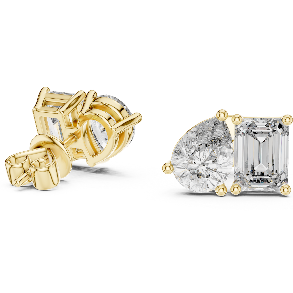 Side profile showing clean, low-profile 4.85mm basket construction and secure post backing. Complements any fine jewelry collection in 10k solid gold, 14k gold, 925 silver, or platinum. Custom made with premium moissanite or lab grown diamond options.