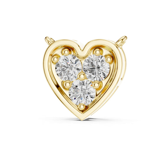 Side profile highlighting the 4.34mm height, heart cluster contour, and durable 10k solid gold structure for a secure fit. Choose from custom metal variations including 10k/14k gold, 925 silver, or platinum with 1ct to 2ct moissanite or lab grown diamond options.   