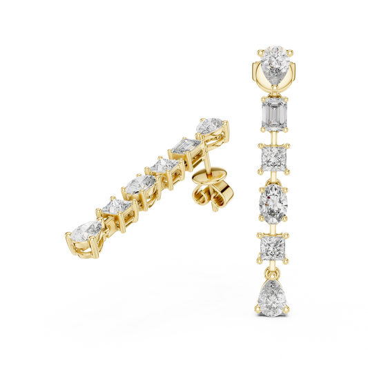 Side profile showcasing clean 2.52mm low-profile basket links and secure post backing. Complements any fine jewelry collection in 10k solid gold, 14k gold, 925 silver, or platinum. Custom made with premium moissanite or lab grown diamond options.