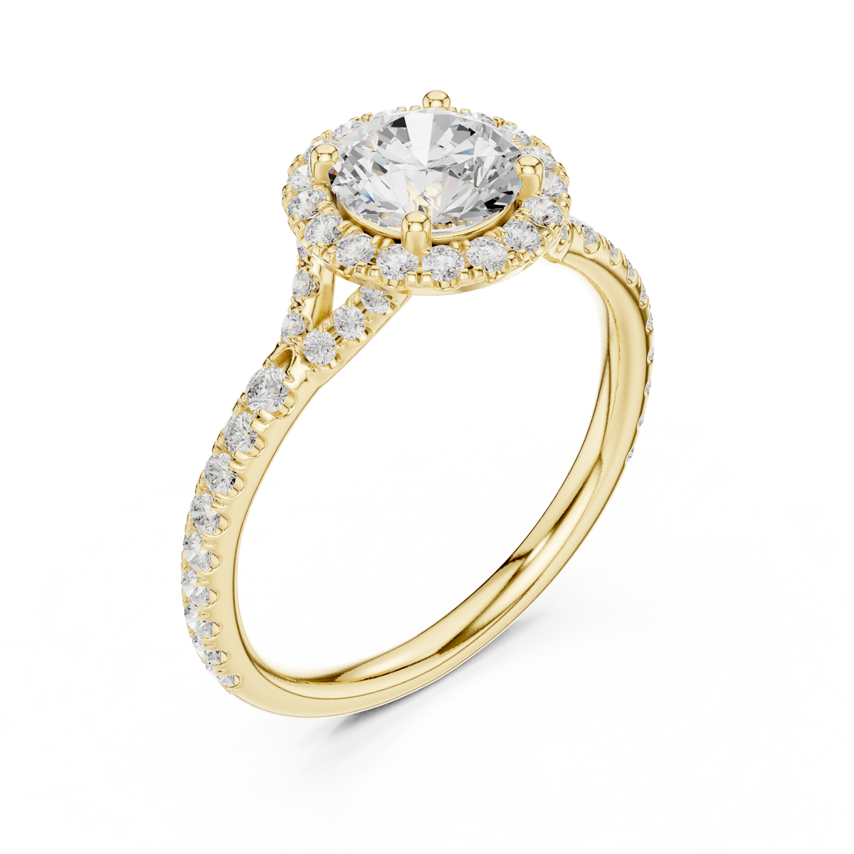 3D isometric render displaying D Color VVS1 moissanite fire and multi-angle pavé light dispersion on 925 sterling silver. Perfect anniversary gift, bridal jewelry, unique ring. Custom choices in 10k/14k gold, 925 silver, platinum with 1ct to 2ct moissanite or lab grown diamond.