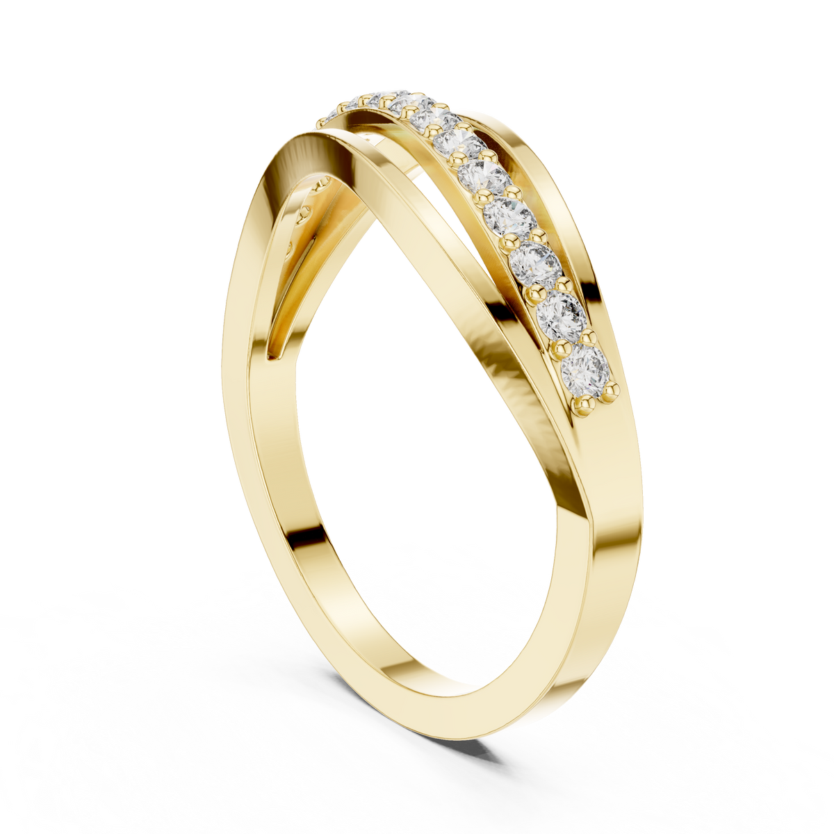 Side elevation displays 1.67mm band width, 1.40mm thickness, and low 1.89mm setting height with smooth open gallery arches in 10k solid gold. Perfect custom bridal band and promise ring. Available in 10k/14k gold, silver, and platinum with round moissanite or lab grown diamond options.