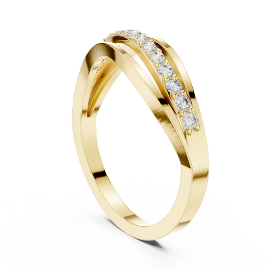 Side elevation displays 1.67mm band width, 1.40mm thickness, and low 1.89mm setting height with smooth open gallery arches in 10k solid gold. Perfect custom bridal band and promise ring. Available in 10k/14k gold, silver, and platinum with round moissanite or lab grown diamond options.