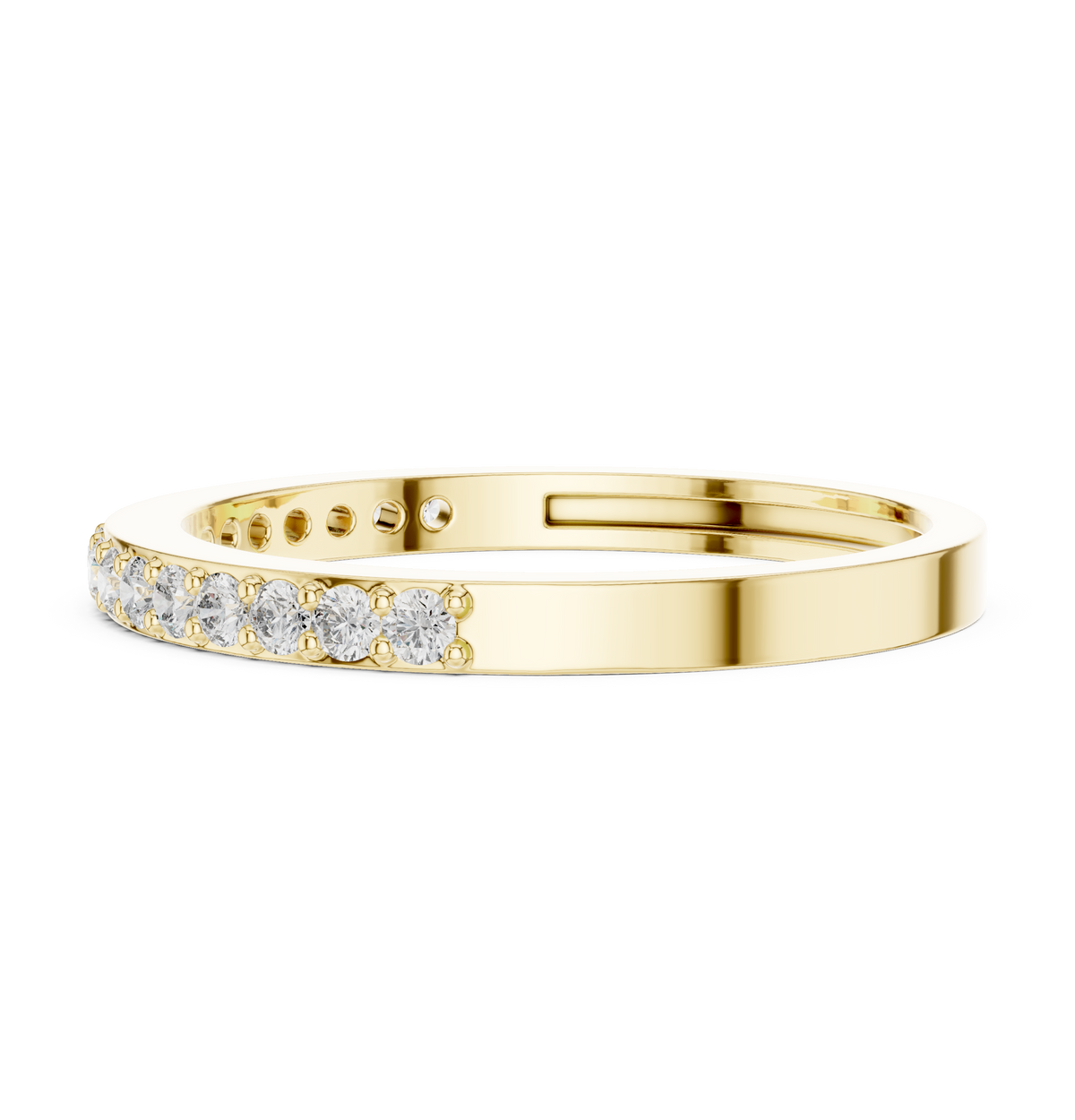 Half Eternity Round Lab Diamond Wedding Band 18K Yellow Gold Micro Pave Prong Setting Custom Heirloom Gift Ring Her