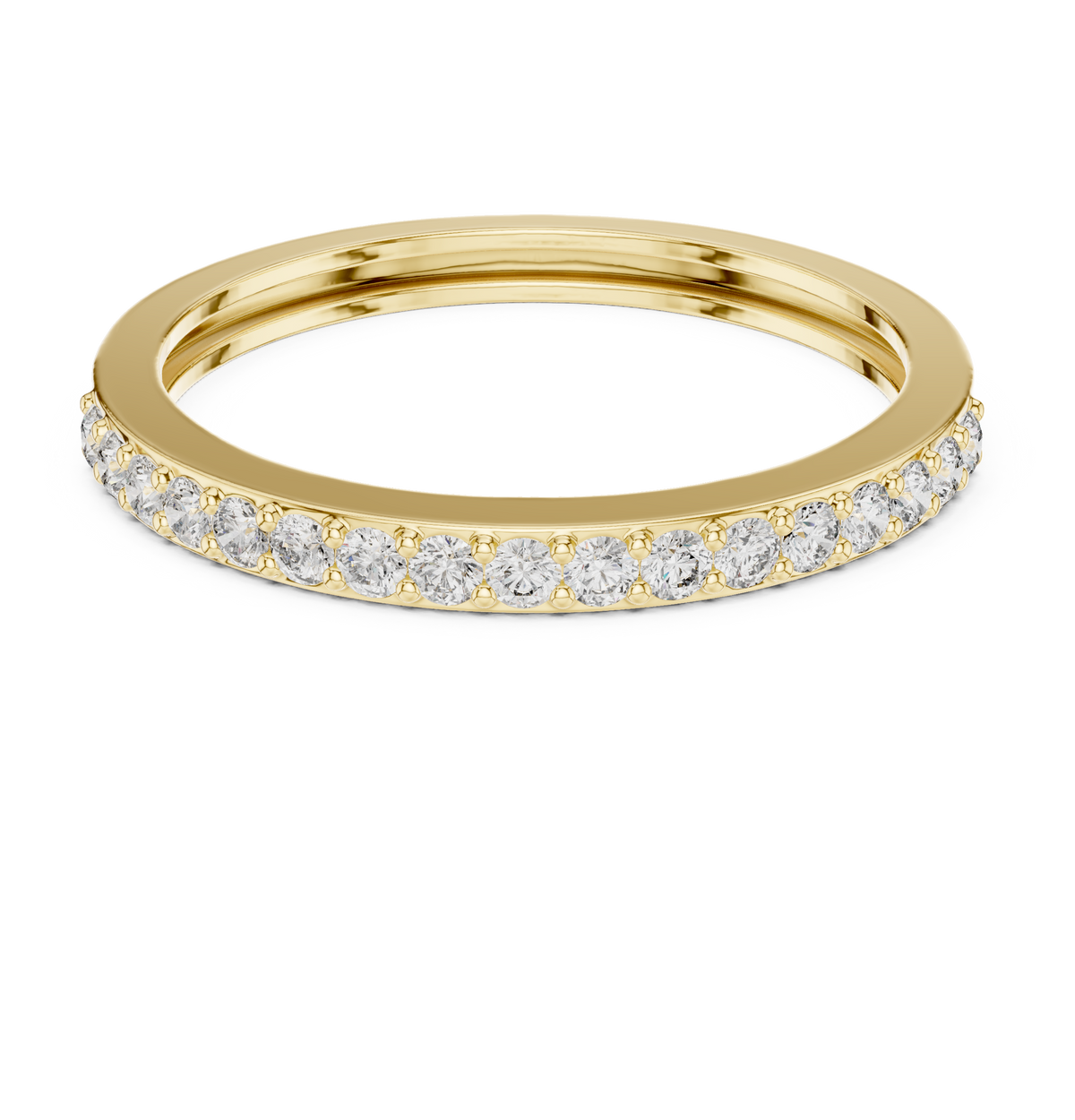 Half Eternity Round Lab Diamond Wedding Band 18K Yellow Gold Micro Pave Prong Setting Custom Heirloom Gift Ring Her