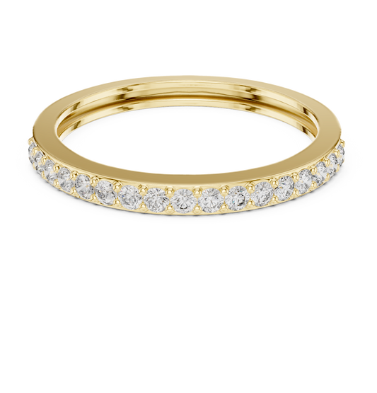 Half Eternity Round Lab Diamond Wedding Band 18K Yellow Gold Micro Pave Prong Setting Custom Heirloom Gift Ring Her