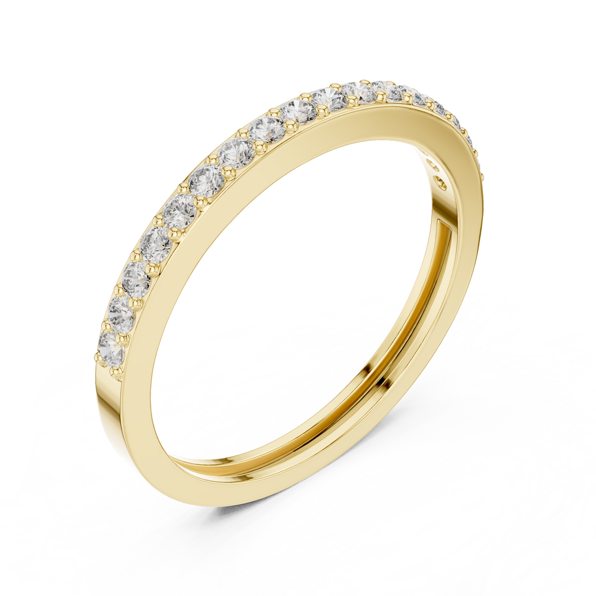 Half Eternity Round Lab Diamond Wedding Band 18K Yellow Gold Micro Pave Prong Setting Custom Heirloom Gift Ring Her