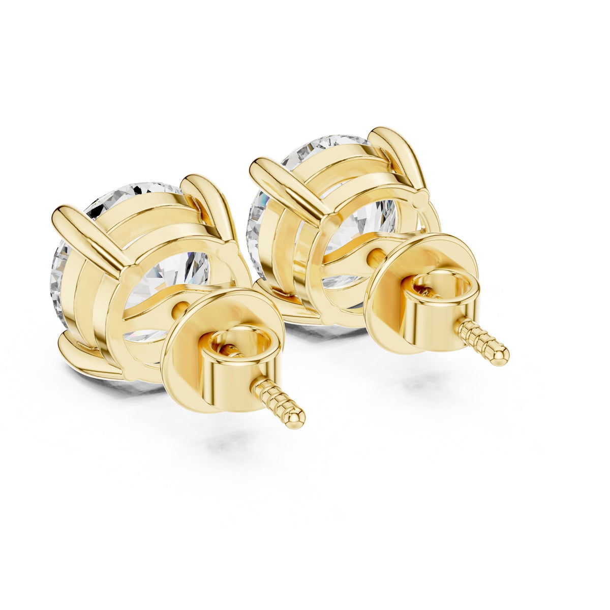 3D perspective view displaying brilliant fire with D-E color and VVS clarity facets. Stunning anniversary gift or bridal jewelry in 925 sterling silver, 10k gold, 14k gold, or platinum. Choose 1ct, 1.5ct, or 2ct moissanite or lab grown diamond.