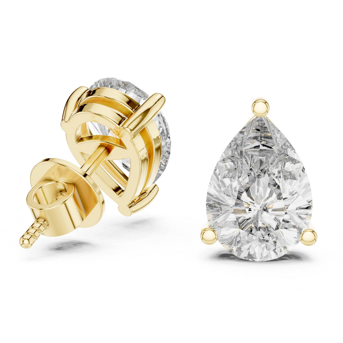 Side view detailing low 4.84mm profile height with secure wire basket and post design. Fits effortlessly alongside any wedding band in 10k solid gold, 14k gold, 925 silver, or platinum. Custom built with 1.0ct to 2.0ct moissanite or lab grown diamond options.