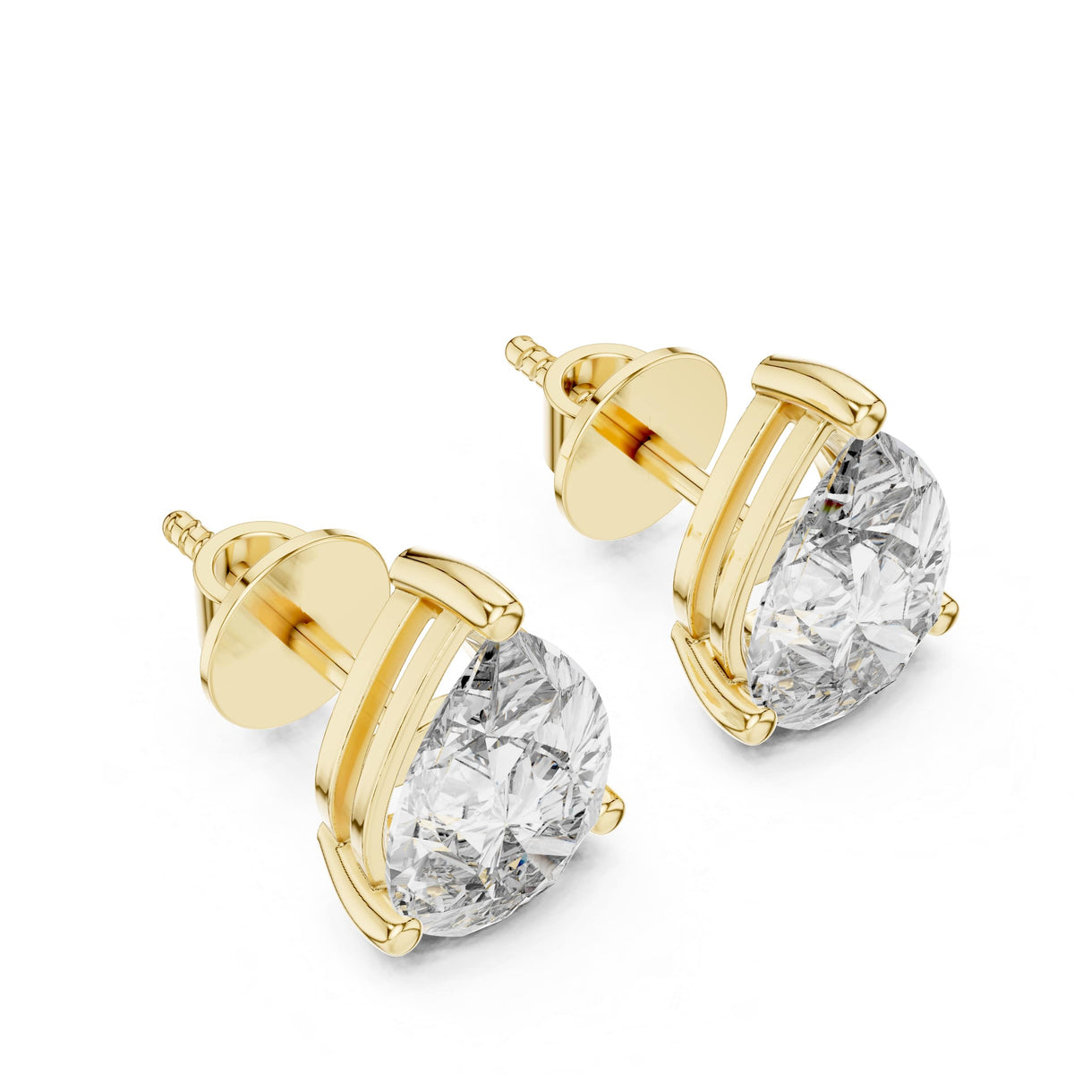 Pear Cut Lab Diamond Earrings 10K Yellow Gold Three Prong Basket Setting Handcrafted Custom Jewelry Handmade Christmas Gift For Her
