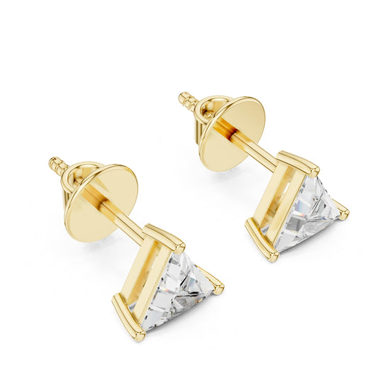 Side profile showing ultra-low 3.97mm profile height with secure wire basket construction and post. Complements any wedding band set in 10k solid gold, 14k gold, 925 silver, or platinum. Custom made with 0.5ct to 1.5ct moissanite or lab grown diamond options.