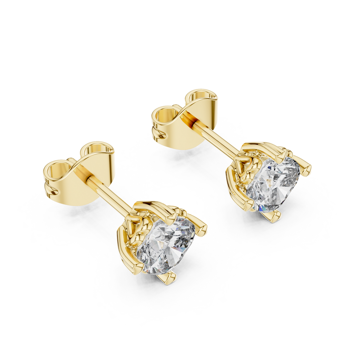 Side profile showing 7.00mm profile height and sturdy 15.60mm post structure with collet basket. Fits comfortably with secure backing in 10k solid gold, 14k gold, 925 silver, or platinum. Custom made with moissanite or lab grown diamond options.