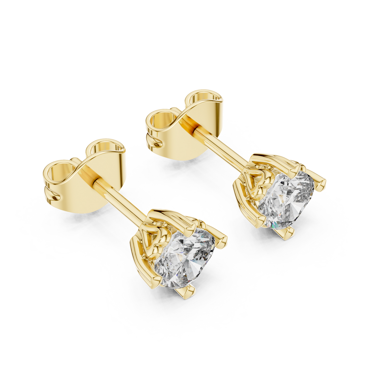 Three-quarter perspective highlighting cushion square facet fire with D-E color and VVS clarity. Elegant anniversary gift or bridal jewelry in 925 sterling silver, 10k gold, 14k gold, or platinum. Choose moissanite or lab diamond.   