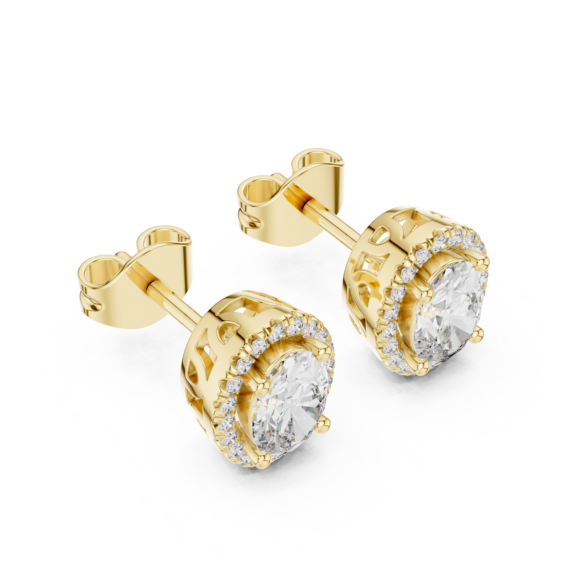 Side profile showing collet halo basket height with sturdy 16.74mm post structure. Complements any wedding band set in 10k solid gold, 14k gold, 925 silver, or platinum. Custom made with 0.5ct to 1.5ct moissanite or lab grown diamond options.