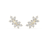 Front view of a magnificent marquise and pear cluster earring showcasing precision cut lab-grown diamonds in 14k solid gold, offering a modern luxury aesthetic, bespoke styling, fine jewelry craftsmanship, and customizable metal options like 925 silver or platinum for unforgettable elegance.