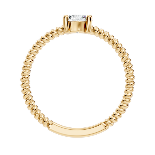 Side elevation shows 1.70mm band width, 1.73mm thickness, and ultra-low 3.35mm setting height with open gallery bridge collet in 10k solid gold. Perfect custom bridal ring and promise band. Available in 10k/14k gold, silver, and platinum with 1ct to 2ct round moissanite or lab diamond options.