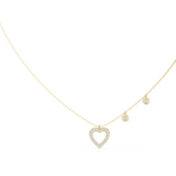 Front view of a heart pendant necklace showcasing round lab diamonds set in 14k gold pave setting with bezel station accents. Custom 10k/14k gold, 925 silver, or platinum with moissanite or lab grown diamond options from 1ct to 2ct. Perfect anniversary gift or wedding jewelry piece.