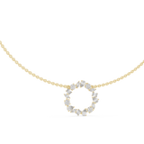 Front CAD schematic view of an intricate multi-stone cluster pendant necklace featuring 4 round, 5 marquise, 4 pear, and 3 emerald cut stones in collet settings with chain variations in 925 sterling silver, 10k/14k solid gold, or platinum.