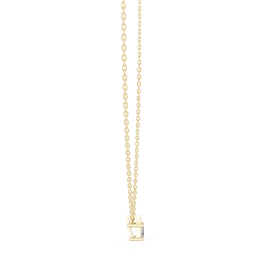 Side profile CAD view showing the precise 3.27mm profile height and collet setting depth for a custom mixed-cut circle pendant, available in 10k solid gold, 14k gold, 925 sterling silver, or platinum.