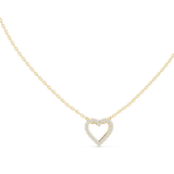 Front and side profile CAD views of a delicate heart-shaped pendant featuring 20 round lab-grown diamond or moissanite stones (1.40mm each) set in a continuous collet setting with variations in 925 sterling silver, 10k/14k solid gold, or platinum.