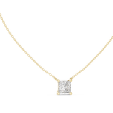 Statement Princess Cut Lab Diamond Necklace 18K Yellow Gold Secure Collet Setting Custom Fine Jewelry Trendy Birthday Gift For He