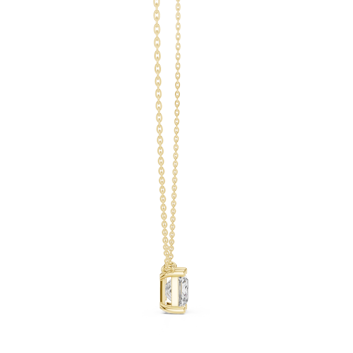 Statement Princess Cut Lab Diamond Necklace 18K Yellow Gold Secure Collet Setting Custom Fine Jewelry Trendy Birthday Gift For He