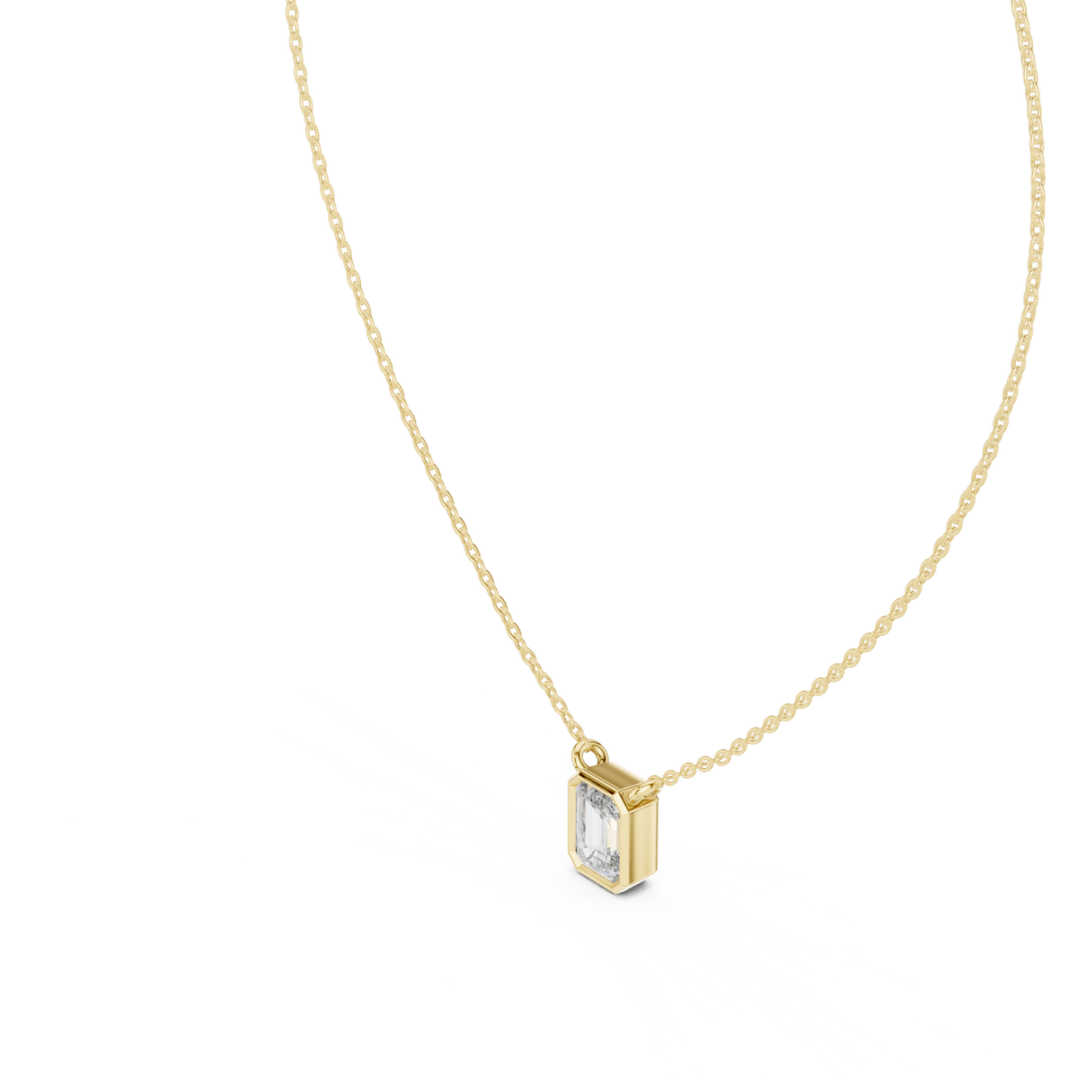 Side profile view highlighting the 4.53mm low setting height and seamless solid cable chain integration in 10k solid gold. A comfortable anniversary gift alternative to a wedding band, customized in 10k/14k gold, 925 silver, or platinum with tailored 1ct, 1.5ct, or 2ct moissanite and lab grown diamond center stones for daily wear.
