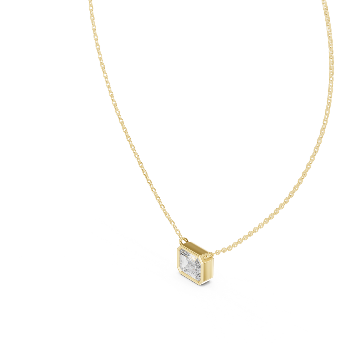 Side profile CAD view showing the precise 4.70mm profile height and bezel setting depth for a custom emerald solitaire pendant, available in 10k solid gold, 14k gold, 925 sterling silver, or platinum.