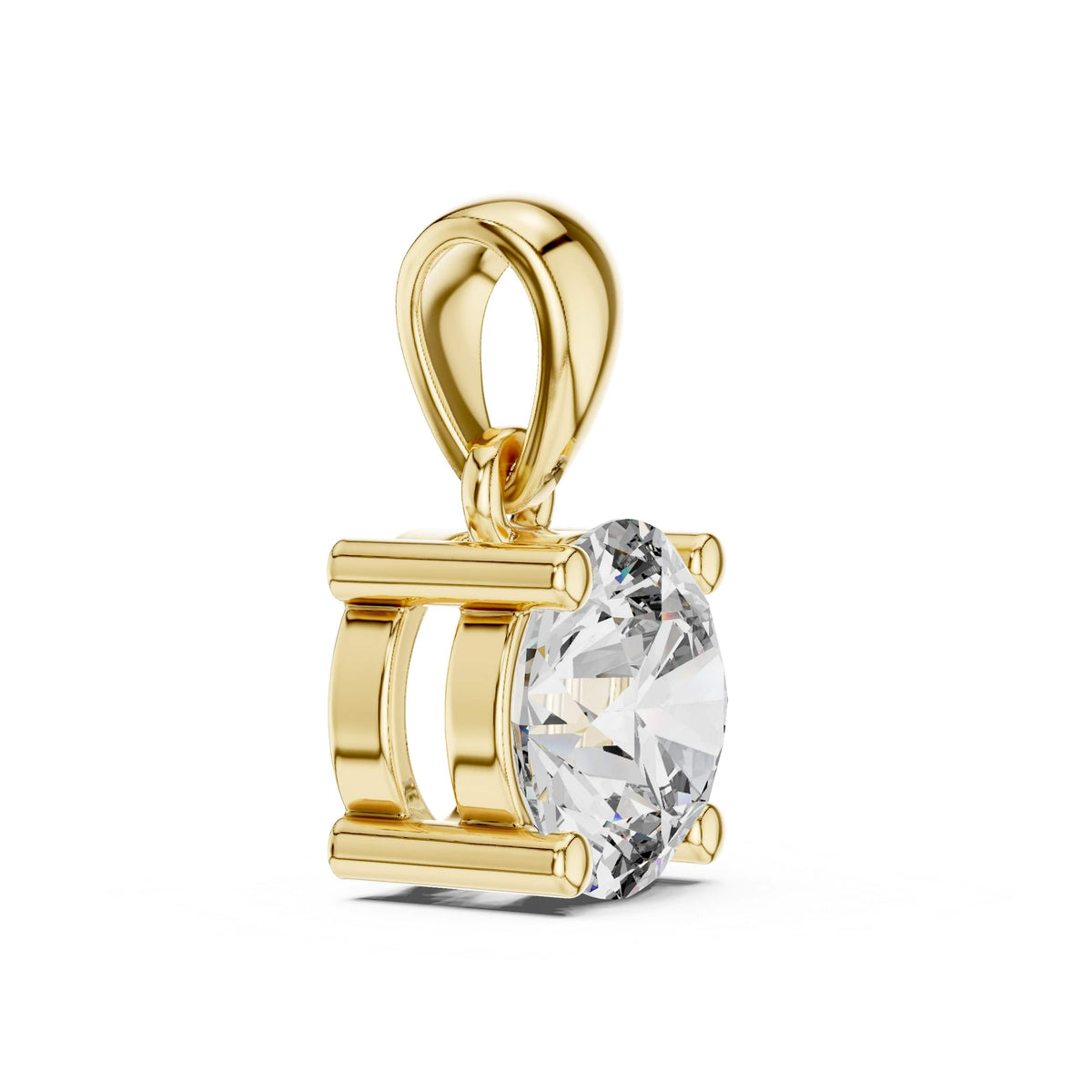 Side profile highlighting the 5.65mm height, compact bail dimensions, and sturdy 10k solid gold craftsmanship for a sleek, secure everyday profile.