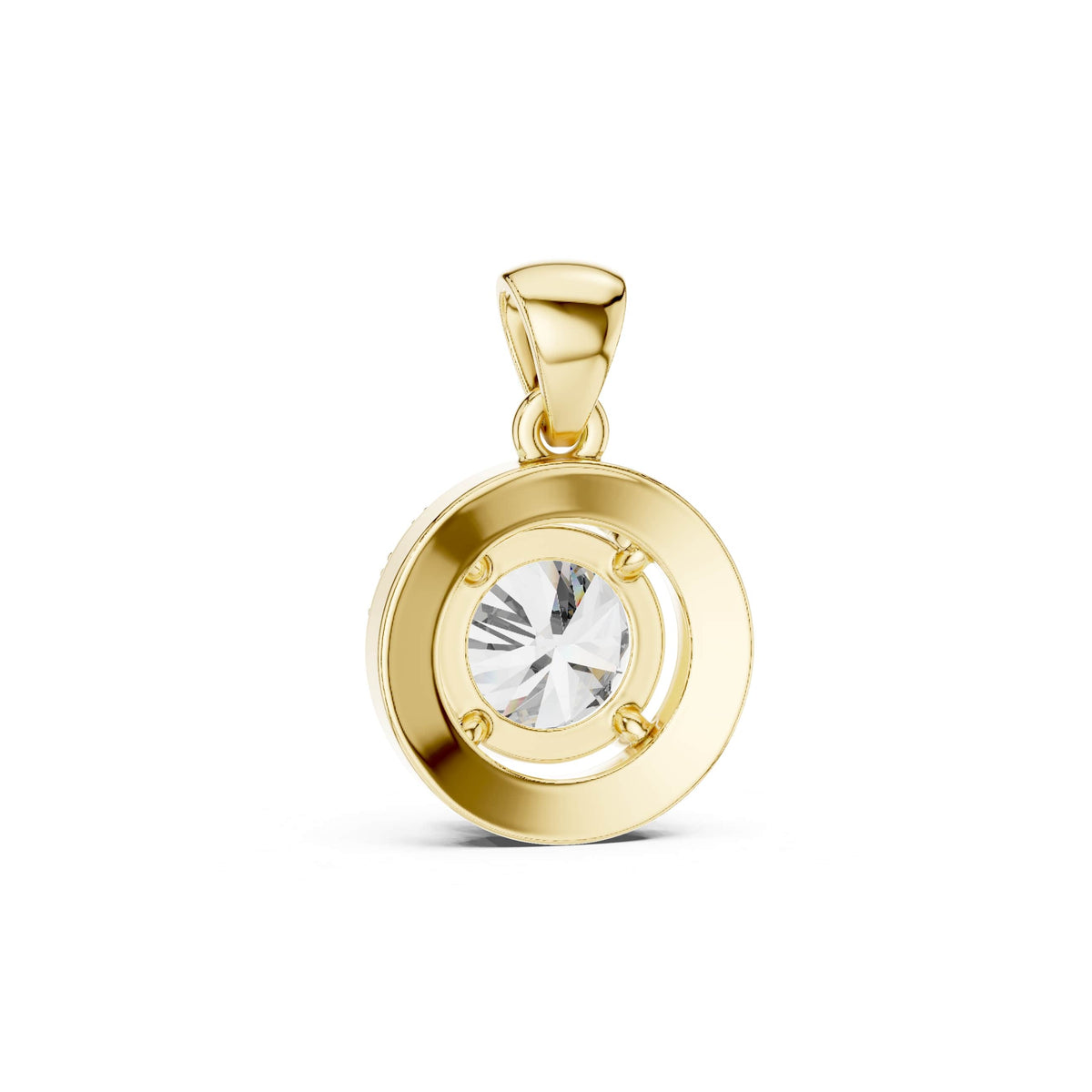 Top close-up emphasizing flawless symmetry, precision facets, D color, VVS clarity, and a durable platinum finish.
